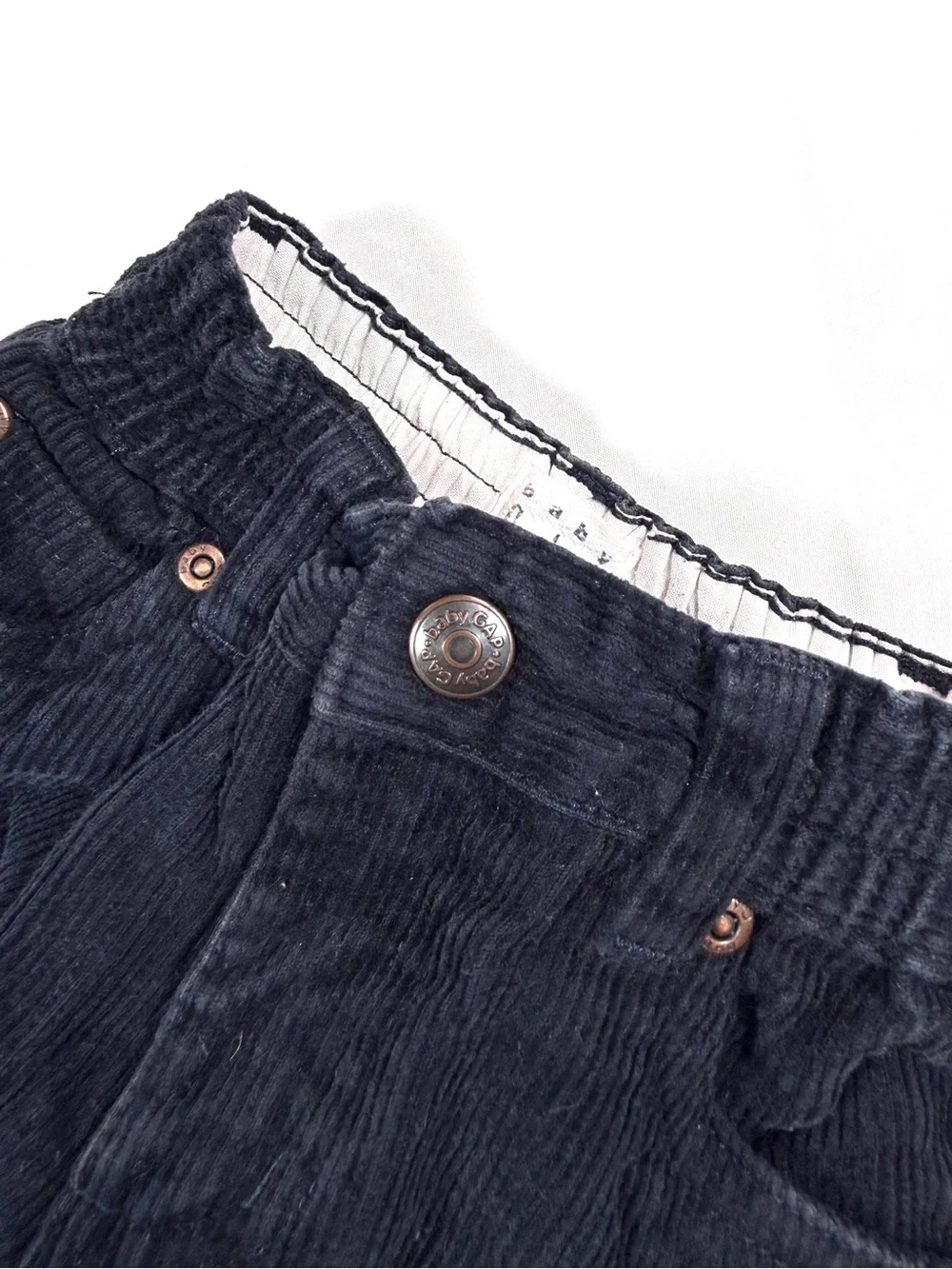 VINTAGE BABY GAP 2003 Y2K Navy Corduroy Snap Crotch Baby Pants 3-6M